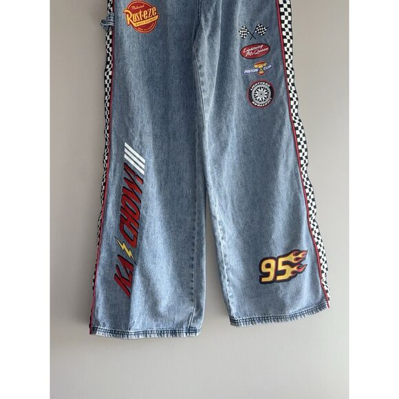 Disney Pixar Cars Race RUST-EZE Icons Wide Leg Jeans Sz 11 Hot Topic Lightening - Picture 7 of 16